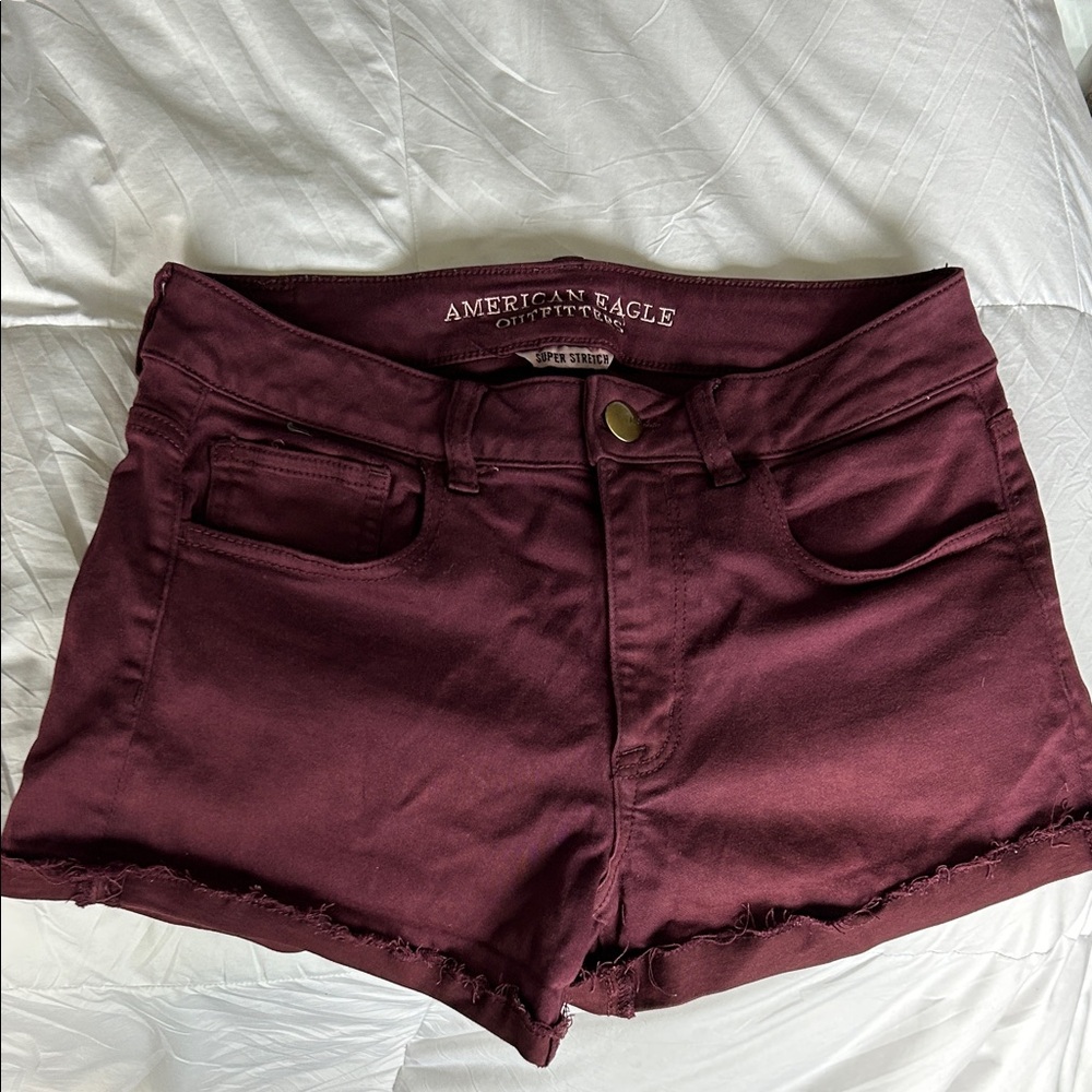 American Eagle Outfitters Women's Dark Red Jean Shorts